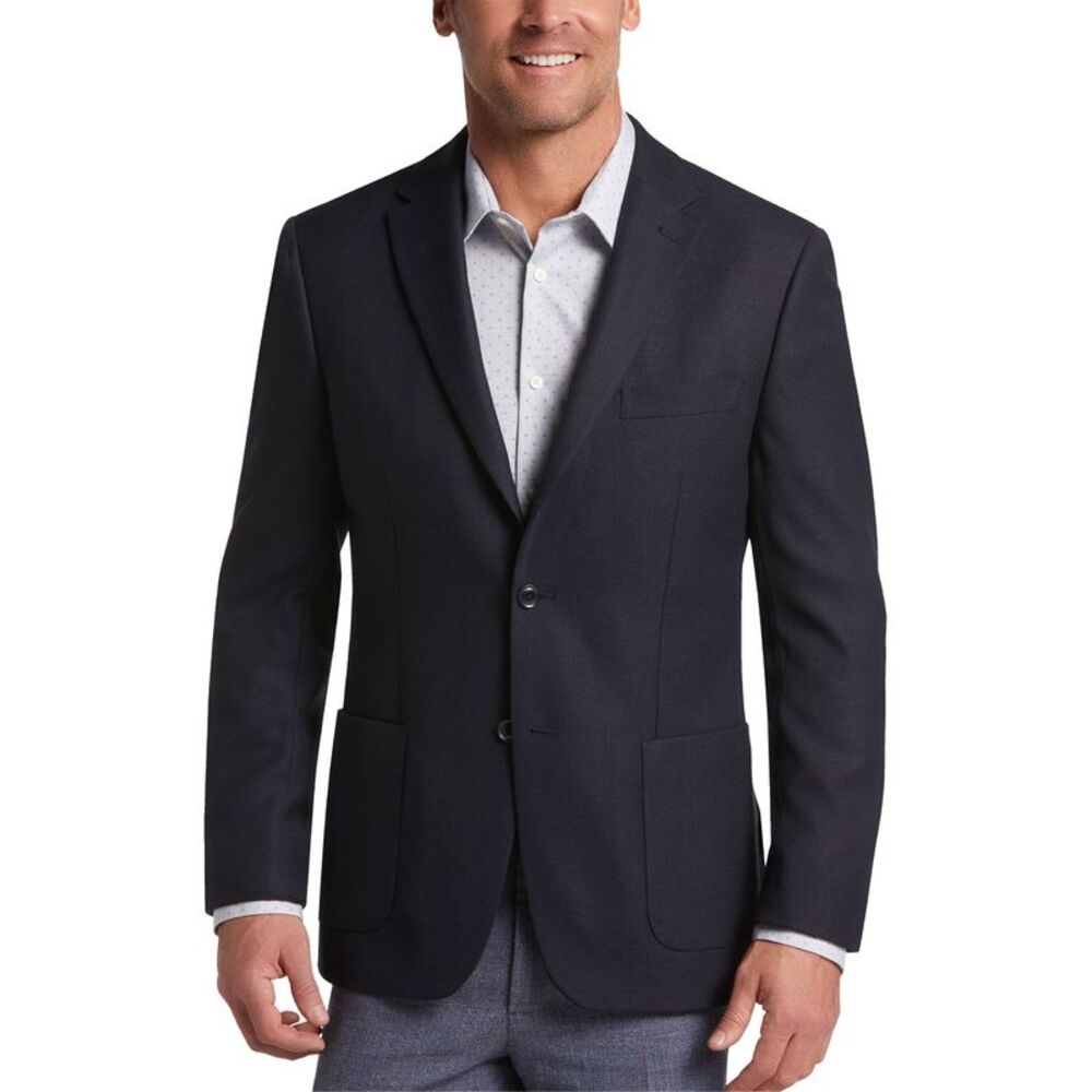 Tommy Hilfiger Mens Modern-Fit Wool Blend Weave Blazer 42 Long Blue NWT $350